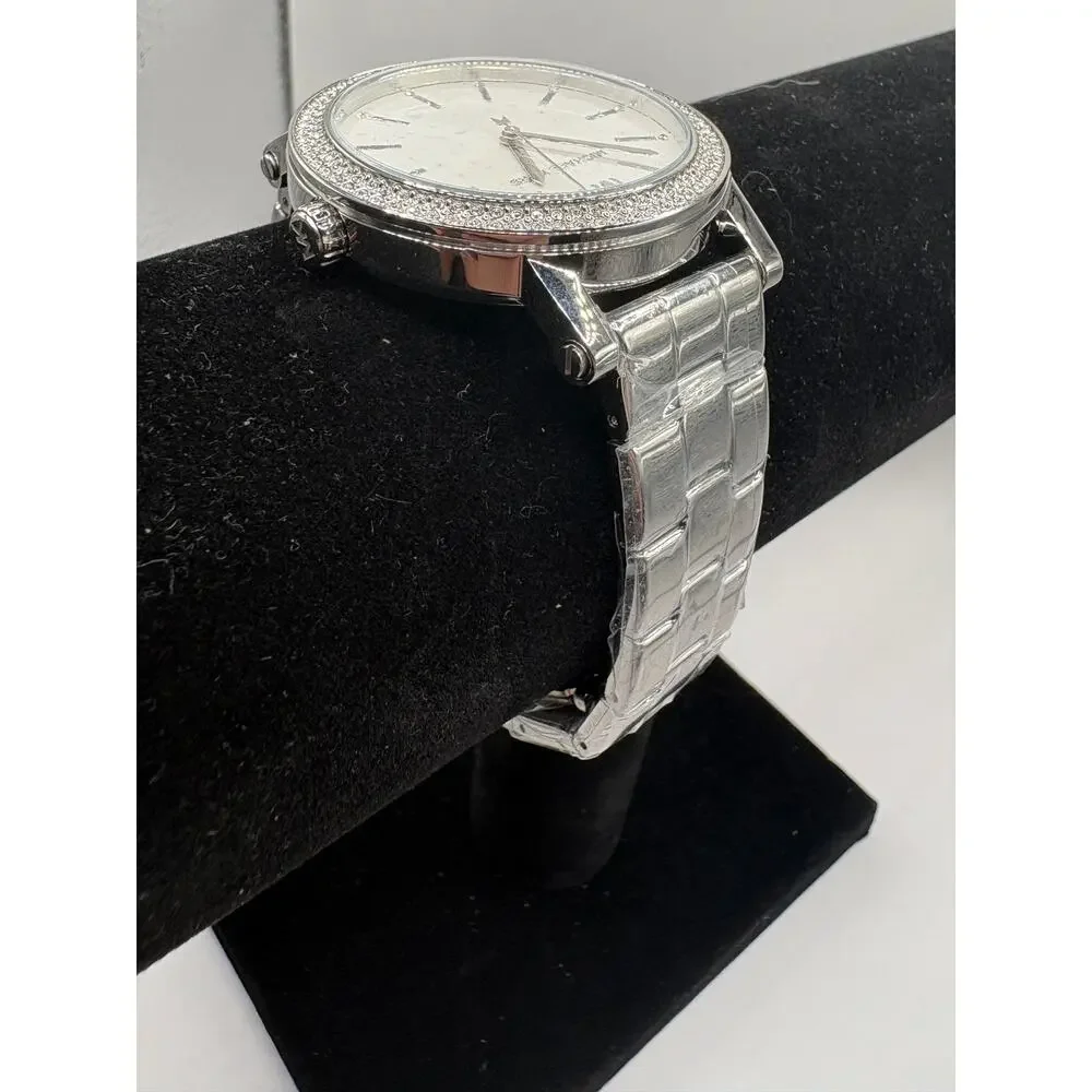 Michael Kors Women Silver Pave Crystal Bezel Watch Bracelet Nwt Silver